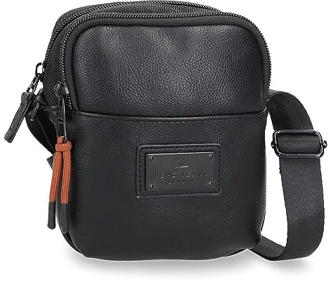 Pepe Jeans Egham Sac à bandoulière Petit Noir 12 x 16 x 3,5 cm Polyester, Noir, Talla única, Petit sac à bandoulière