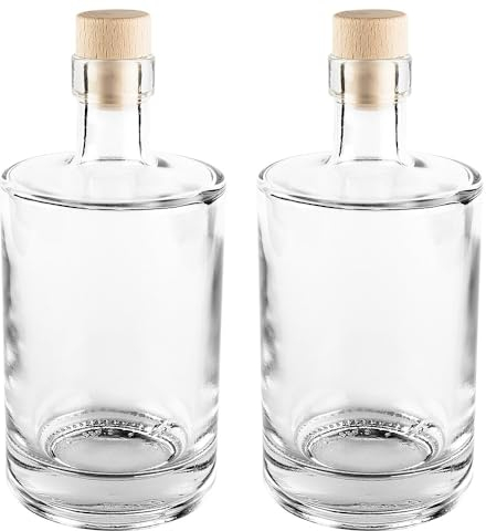 Ideen Mit Herz Bouteilles en verre avec bouchon de liège, bouteille vide idéale à remplir et à offrir, pour liqueurs, huile, vinaigre, diamètre 8,5 cm, hauteur 18 cm, 500 ml, 2 pièces