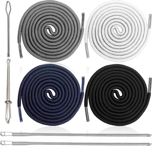 4 unidades de cordón para pantalones de chándal con capucha de 5 mm de cordón, cordón de 1,6 m, 2 enhebradores, 2 enhebradores, extremos de cordón de repuesto para pantalones de jogging, sudaderas con