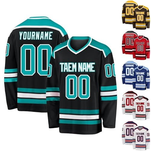 Custom Ice Hockey Jersey Personalized Printed Long Sleeves Field Hockey Jerseys with Number Name for Fans Men Women Youth Kids