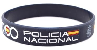 Genérico Pulsera Silicona – 200 Aniversario, Inscripción Policía Nacional, Escudo y Bandera España – Unisex, 63 mm Diámetro, 12 mm Ancho, 21 cm Contorno - 1 Unidad