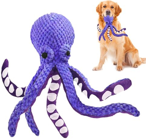 Quorvex para Perros Pulpo, Juguetes de Peluche para Perros, Mordedor con Sonido Juego Interactivo para Interior Exterior Piscina Y Playa