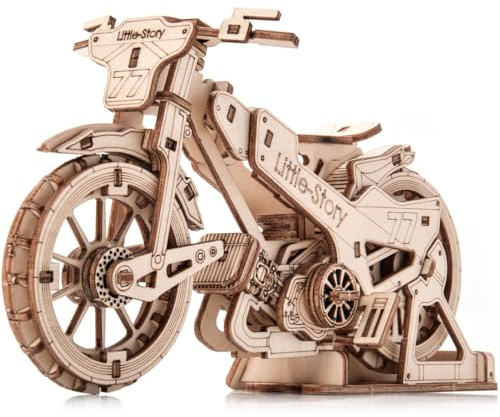 Little Story Puzzle 3D en bois de moto - Kit de bricolage - Modèle en bois de qualité supérieure avec détails précis - Décoration parfaite et expérience de puzzle passionnante
