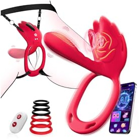 Sex Toyscouples for Couples Panty Vibrator, AI APP Control, Vibrating Dildo & Petal Texture for G Spot & Clitoral Stimulation, Adult Toy Silent Vibabrator for Women, 9 Modes & 6 Penis Rings Aoonice