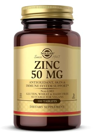 Solgar Zinc 50 mg Tablets - Pack of 100 - Supports a Healthy Immune System - Potent Antioxidant - Free from Sugar, Salt and Starch - Vegan