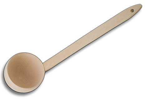 HOFMEISTER® Schöpfkelle mit abgewinkelten Kopf aus Holz, Saunakelle, Saunazubehör, 56 cm