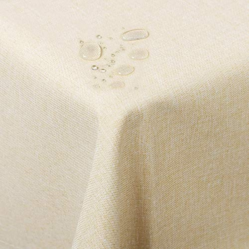 WOLTU Mantel Lino Protección Antimanchas Fácil Cuidado Lavable Antimanchas 130 x 220 cm Champagne
