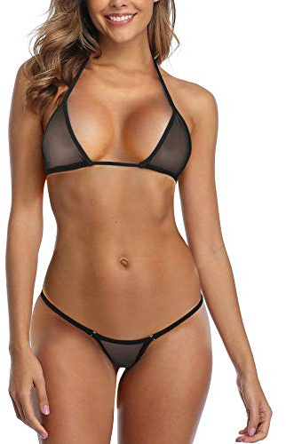 SHERRYLO Micro Bikini Extreme G String Perizoma Bikini Sexy Mini Costume da Bagno per Le Donne, Colore: Nero., S