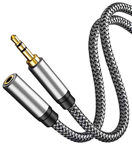 Audio Extension Cable 6M,Audio Auxiliary Stereo Extension Audio Cable 3.5mm Stereo Jack Male to Female, Stereo Jack Cord for Phones, Headphones, Tablets, MP3 Players and More (6M/20Ft, Silver)