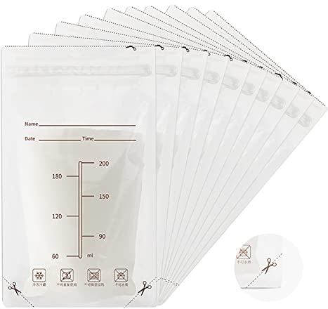 Muttermilchbeutel, Muttermilchbehälter, 200ml BPA-frei Muttermilch Aufbewahrung Bag, Doppelter Reißverschluss,für Milch Aufbewahrung, Vorsterilisiert, Platzsparendes, 10 Stück