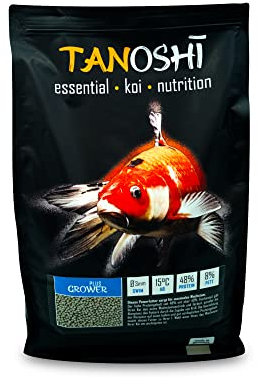 Tanoshi Koifutter - Grower Plus 5 kg 3mm | Schwimmendes Allein-Koifutter für maximales Koi-Wachstum mit Lachsöl und Krill…