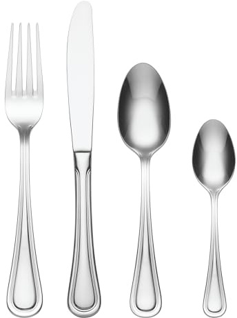Oneida Barcelona 24 Piece Cutlery Set - Stainless Steel Cutlery Set for 6, Heavy Weight & Mirror Finish, Rust Resistant & Dishwasher Safe Durable Flatware, Silver