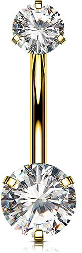 OUFER Body Piercing Internally Titanium Belly Button Bars 10/12/14/16mm Belly Bars 14G Extra Long Navel Piercing Jewellery Gold Navel Bars Belly Button Piercing Jewellery