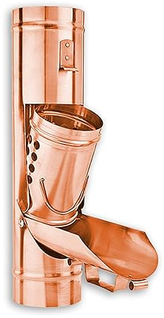 zbs24 Kupfer Regenwassersammler mit Laubkorb 100mm - Regenrohrklappe mit entnehmbaren Laubkorb, zum effizienten auffangen von Regenwasser