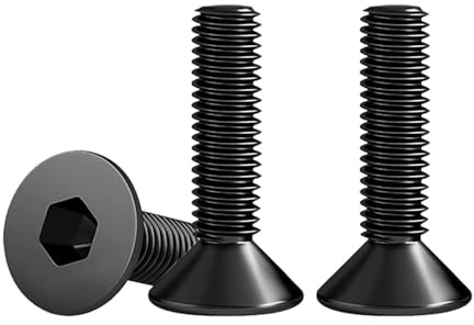 Drenky Vis à Tête Fraisée Avec Six Pans Creux M8 X 25mm Acier Inoxydable A2 V2A Visserie Norme DIN 7991 / ISO 10642 Vis Inox Filetage Complet, Lot De 10, Noir
