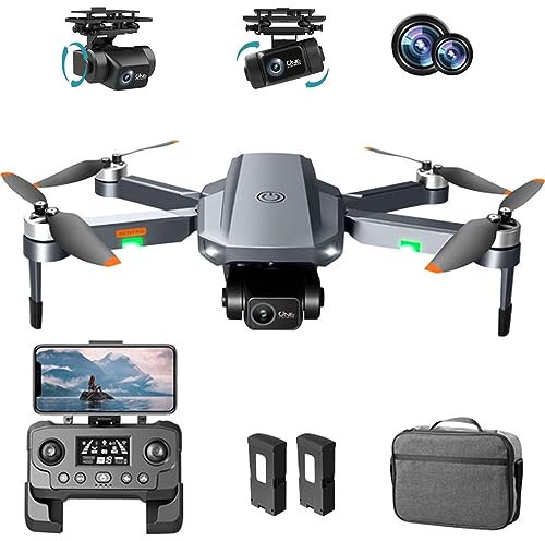 BAPHIYA GPS Drone with 4K Dual Cameras Adults, 2-Axis Gimbal Foldable RC Quadcopter 5G FPV Brushless Motor Optical Flow Follow Me Auto Return 50 Mins Flight with 2 Batteries Includes Carrying Case