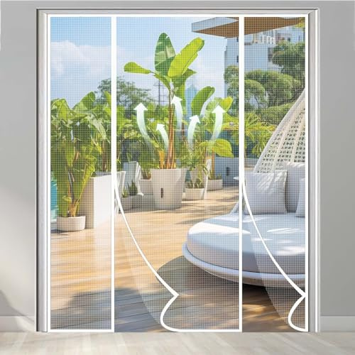 Magnética Mosquitera puerta balcón, Cortina Mosquitera Magnética Cierre Magnético Automático, Fácil de Ensamblar, Anti-insectos Cortina Mosquitera para Salón Balcón Dormitorio, 270×290cm