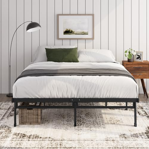 Zinus Justin Bett 140x200 cm - Höhe 36 cm mit Stauraum unter dem Bett - Metall Plattform Bettgestell - Schwarz, Schwarze