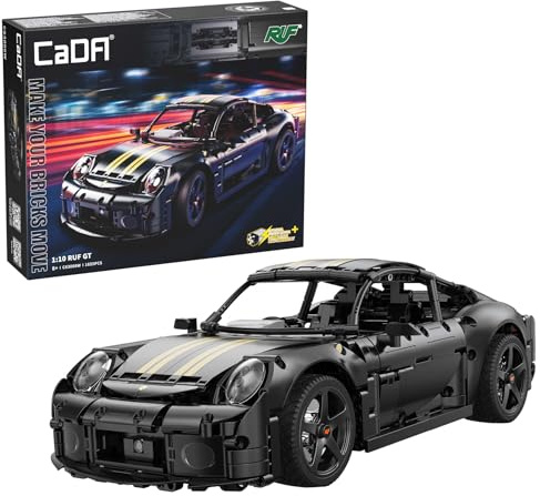 CaDA - RUF GT - Set di costruzione - Veicolo sportivo - Nero - 1655 pezzi - + 8 anni - Scala 1:10 (DEQUBE 927DE63006)