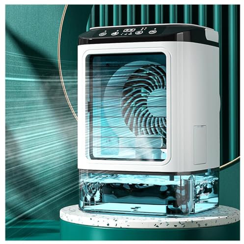 Climatiseur Mobile sans Évacuation, Réservoir d'eau 900ml,avec Glacière Mini Climatiseur Chambre 3 Vitesses de Vent,2 Modes de Brumisation Mini Climatiseur Portatif pour Le Bureau De Chambre