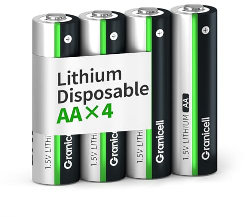 Granicell Paquete de 4 Pilas AA de Litio - 3700mAh 1.5V No Recargables Pilas- Ideales para Cámaras, Linternas, Juguetes - Alto Rendimiento Pila AA