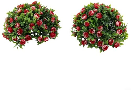 Bulevisiter Boule de rose décorative en plastique, boule de décoration de fête, 20 cm et 25 cm, topiaire à suspendre, topiaire pour mariage, maison, fête, décoration intérieure ou extérieure (G 25 cm)