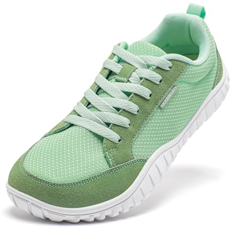 HOBIBEAR Womens Mens Wide Toe Box Sneakers|Zero Drop|Non - Slip Athletic Barefoot Shoes for Jogging Walking（UK 7/Green