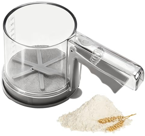 YUEIODDKL Mehlsiebe, Handsieb Puderzuckerstreuer, Edelstahl Mehlstreuer, Doppeltes Edelstahlsieb für Mehl, Kaffee, Mandelpulver Schokopulver und Puderzucker‌