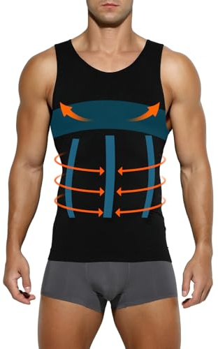 Mauro Kane Men's Compression Shirt Vest Slimming Body Shaper Tank Tops | Muscle Shapewear Undershirts,Tummy Control Workout Shirts,Stretchy,Breathable,Moisture-Wicking,Daily/Gym/Business Wear