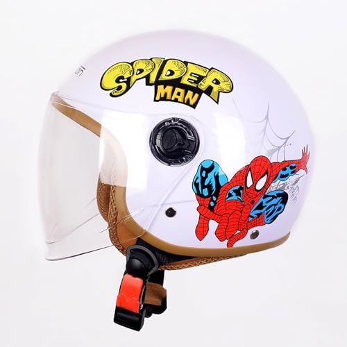 Casco, Casco de Moto Infantil, niño, niña, Certificado ECE, 3/4 Vintage, Negro Mate, 48-56 cm, Apto para Motos, Scooters, ciclomotores, Bicicletas E,One Size 48-56cm