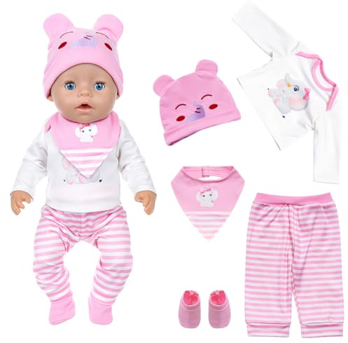 Kuvarix Vêtement pour Poupées 35-43 cm, Poupée Accessoires pour Poupées Vêtements De Poupée 14-18 Comprend Chapeaux, Chaussettes, Pantalons, Chemises et Bavoirs, Cadeaux pour Filles Garçons