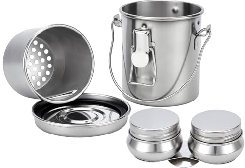 UNICRAFTALE Juego de limpiador de pinceles de acero inoxidable con doble cuchara, paleta, soporte portátil para arandelas de pinceles, recipiente con tapa y clip para limpiar aceite
