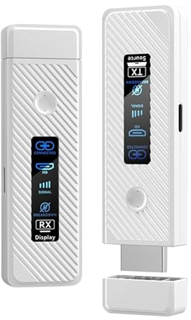 Annadue Trådlös HDMI-sändare och Mottagare, 4K 1080P 60Hz-sats med 197ft Räckvidd, Plug and Play-skärmspegling för Bärbar Datorkamera TV-box Till HD-TV-projektor, Dual Band Stabil (Vit)