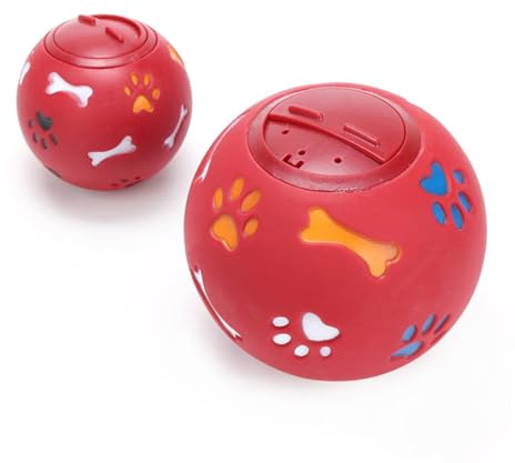 JOINPAYA Pelota Dispensadora de Comida para Perros Grande Roja Juguete Educativo Aroma a Leche Suministros de Entrenamiento para Perros Orificios de Drenaje para Uso Interactivo