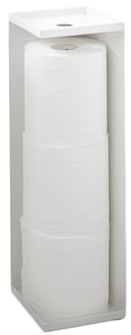 Yamazaki 7850 TOWER Toilettenpapierspender, weiß, Stahl, minimalistisch, 11.5 x 11.5 x 38.5 cm