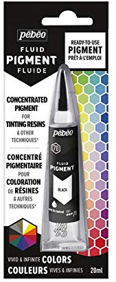 Pébéo Fluid Pigment - Liquid Pigment Concentrate for Colouring Resin - Mixable Colours - Opaque or Transparent Effect - Natural Origin - Black - 20 ml