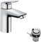 hansgrohe Waschtischarmatur MyCube, Wasserhahn Bad mit Auslauf Höhe 100 mm, mit Zugstange, Badarmatur wassersparend, Chrom