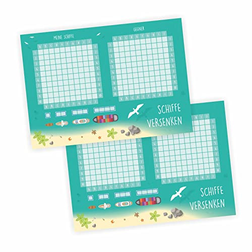 nikima Schönes für Kinder 2er Set A6 Spielblock Schiffe versenken Reisespiel Flottenmanöver Spieleblock je 50 Blatt Kinderspiel