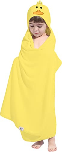 HIPHOP PANDA Hooded Towel for Kids - Viscose Derived from Bamboo, 30 X 50 INCH Large Size for 3-10 Yrs - Premium Kids Bath Towel Beach Towels Wrap for Girls, Boys, Yellow Duck