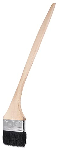 sourcing map Doblado Radiador Pintar Pincel 17 Largo 4 Ancho Cerda con Largo Madera Mango para Pared Tratamiento Negro