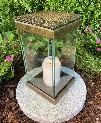 Lampada funeraria per tomba, 24 cm di altezza, con candela.