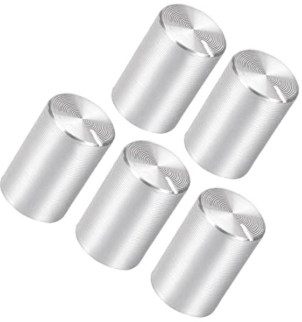PATIKIL 10mmx15mm Potenziometro Manopola Zurigo Albero 6mm Albero Dia. Rotativo Manopola Volume Controllo Manopola,Alluminio,Argento Tono,5pz