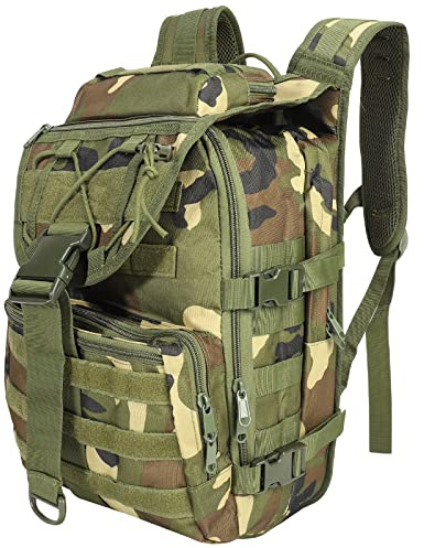 SHANNA Zaino Tattico Militare 35L, Impermeabile Zaini da Hiking, Zaino Assault 3 Giorni da Combattimento Molle per Escursionismo All'aperto Viaggio Campeggio Caccia alla Pesca Trekking, CP Verde