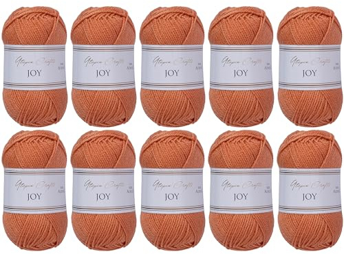 Utopia Crafts JOY - Filato per lavorare a maglia e all'uncinetto, morbido, facile da pulire, 100% poliacrilico, 10 gomitoli da 50 g, 150 m (tono ceramica)