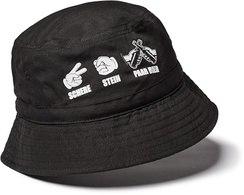 Fischerhut: Schere Stein Paar Bier - Hut Saufen Mallorca - Mütze Bucket Hat Festival Sommerhut Sonnenhut Festival-Kleidung - Alkohol Bier Feiern Party Junggesellen-Abschied Anglerhut (black L/XL)