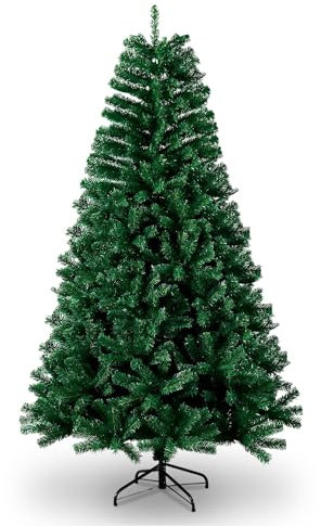 Rumicet Albero di Natale Artificiale 180cm, 850 Rami con Supporto in Metallo Stabile, Effetto Realistico Folto, Facile Montaggio, Ignifugo, per Decorazioni Natalizie al Coperto, Verde