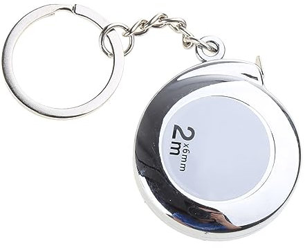 Hxyxbnhno Mètre ruban porte-clés amélioré, 2 mètres, argent, acier inoxydable, rétractable, mécanisme de verrouillage, compact, portable, bricolage et utilisation professionnelle