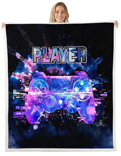 Homemissing Gaming Fleece Throw Blanket Baby 30x40Inch For Sofa Bed Couch Kids Boys Teens Gamer Plush Blanket Gamepad Controller Game Room Decor