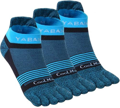 likloks Calcetines de Dedo para Hombre y Mujer - Tobilleros Deportivos de Cinco Dedos con Soporte para el Arco - Cómodos, Suaves y Transpirables - Azules, Talla Pequeña (3 Pares)