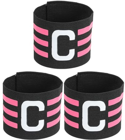 MECCANIXITY Soccer Captain Armband, Nylon Captain Arm Bands for Soccer Elastic Captain C Arm Band Sports Captain Armbands for Football Team Training Youth & Adult Black, Pack of 3
